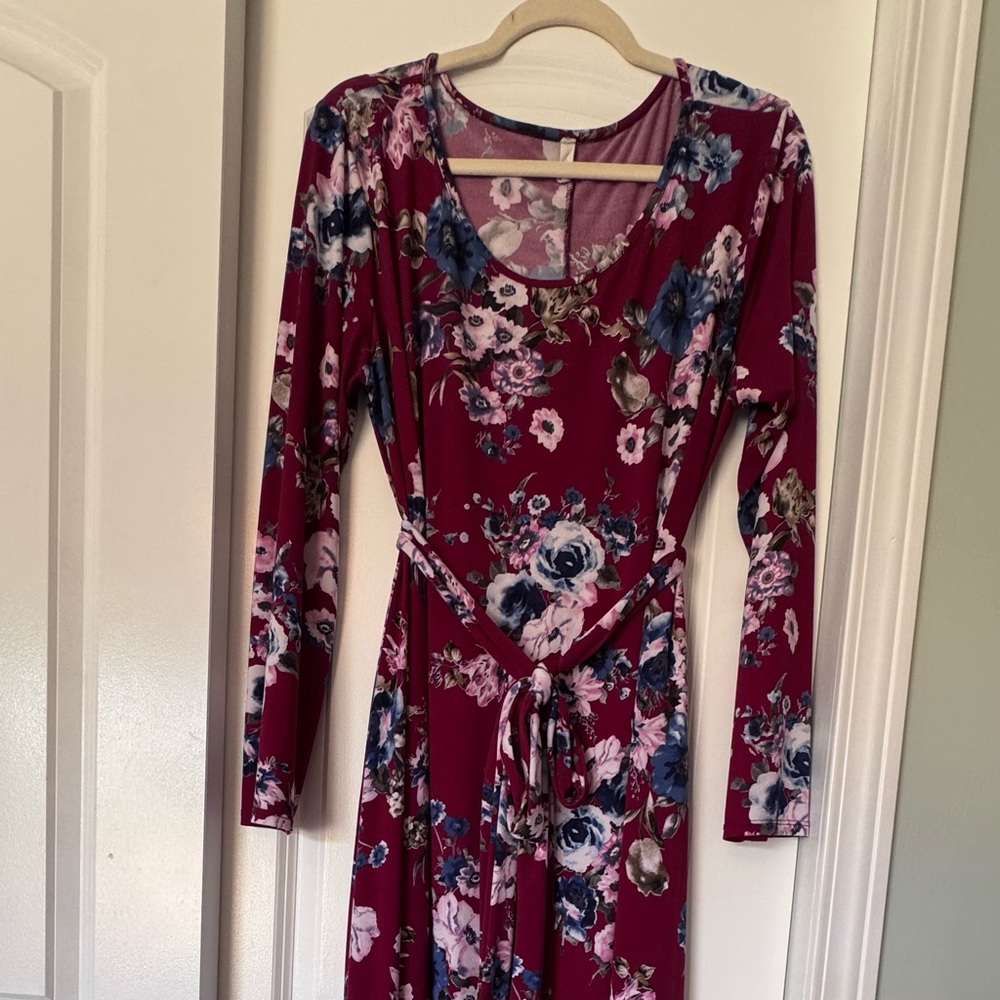 Pinkblush Burgundy Floral Maxi Dress
